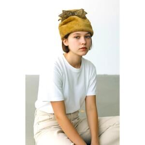 Vintage 1960s Duchess Toledo Fur Felt Cloche Hat Size 22 Gold Satin Bow ~ ITALY